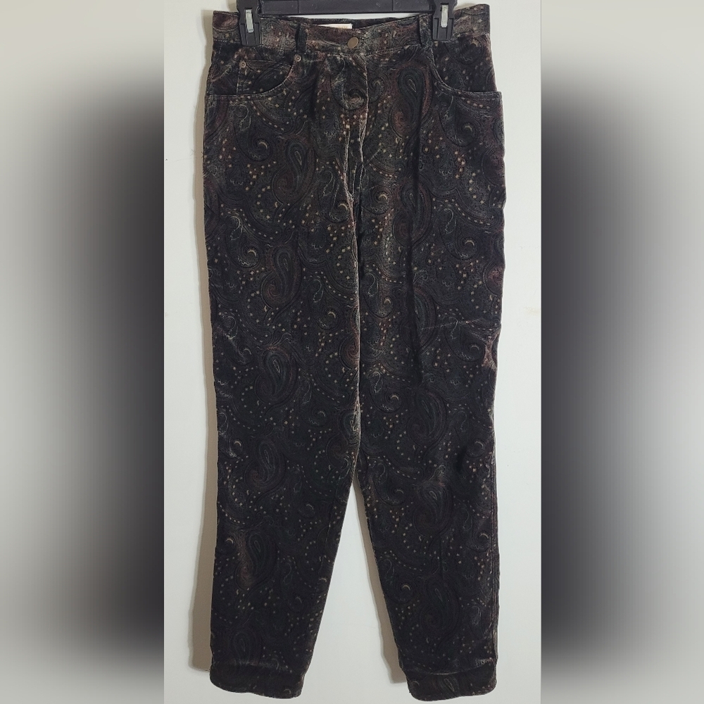 VTG Brooks Brothers Academia 100% Cotton Brown Paisley Pants Size 12